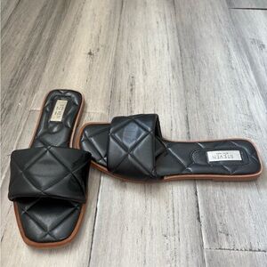Steven New York Black Quilted Sandals